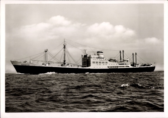 Postcard MS Hannover, HAPAG, cargo ship