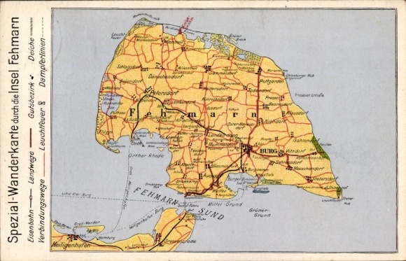 Postcard Island Fehmarn Ostholstein, special hiking map