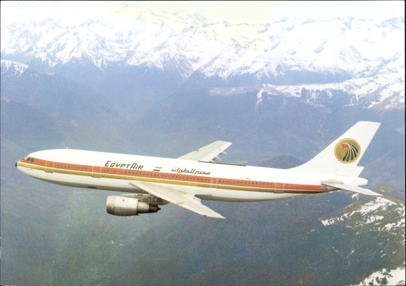 Postcard passenger aircraft Airbus A 300 of Egypt Air