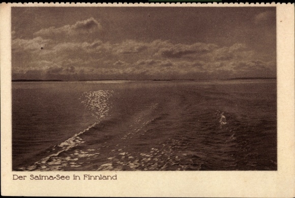 KP Saimaakanal Finlandia, Jezioro Saima w Finlandii, powierzchnia wody, fale, tekst na