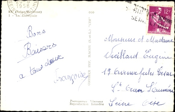 Postcard Eu Seine Maritime, La Collegiate Church