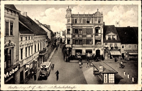KP Senftenberg na Dolnych Łużycach, rynek, Bahnhofstrasse, autobus