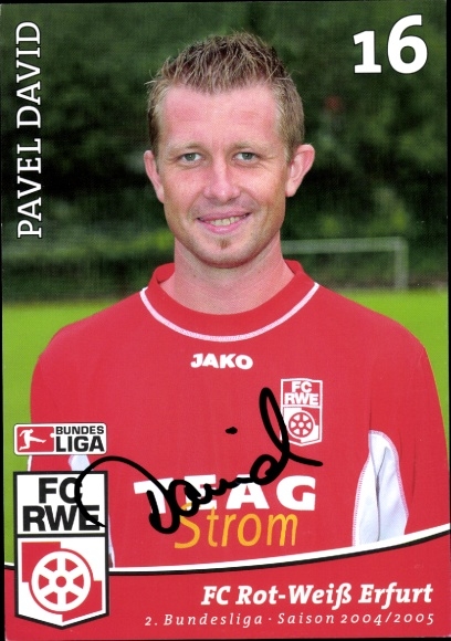 Autograph card footballer Pavel David, FC Rot-Weiß Erfurt, autograph