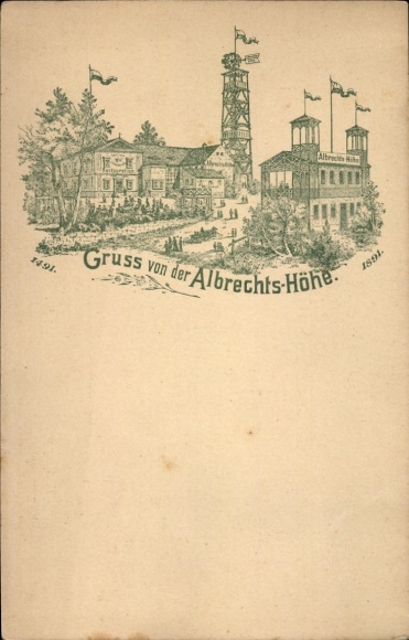 Chromo-Litho Dresden Cossebaude, Restaurant Albrechts-Höhe, 1491 - 1891