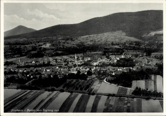 Postcard Sinzheim in Baden, aerial photograph