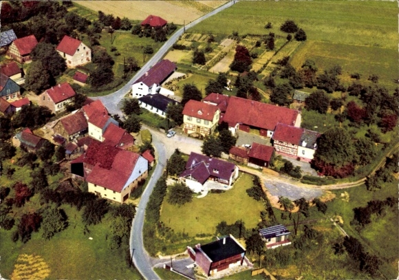Postcard Lützel im Spessart Biebergemünd Hessen, Landschulheim, aerial photograph