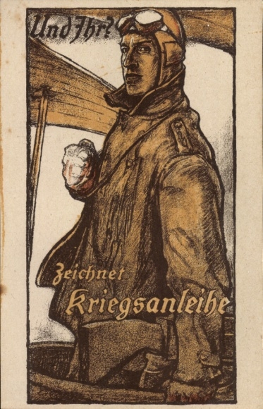 Artist Postcard Erler, And you?, Subscribes to war bonds, Fighter pilot