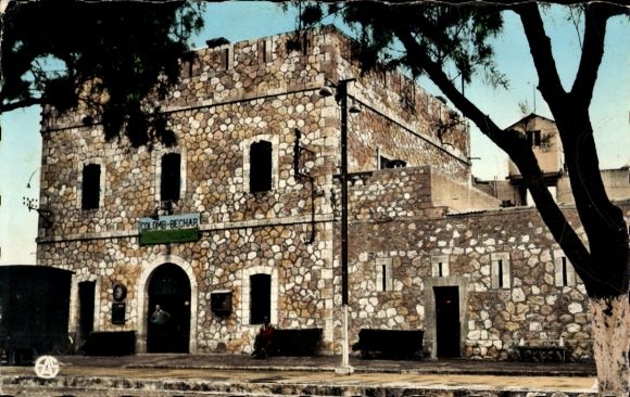 Ansichtkaart Colomb Béchar Algerije, treinstation