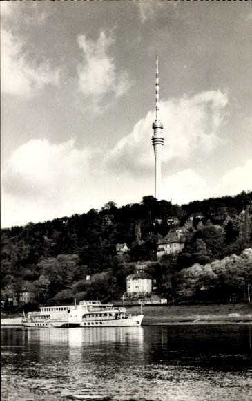 Ak Dresden Wachwitz, televisietoren, uitzicht vanaf Wachberg