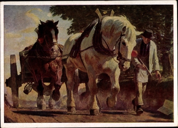 Künstler Ak Junghanns, Jul. P., Berg an, Zugpferde, HDK 263