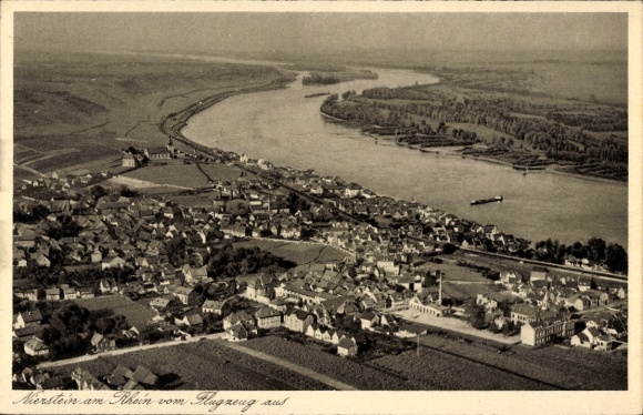 Postcard Nierstein am Rhein, aerial photograph