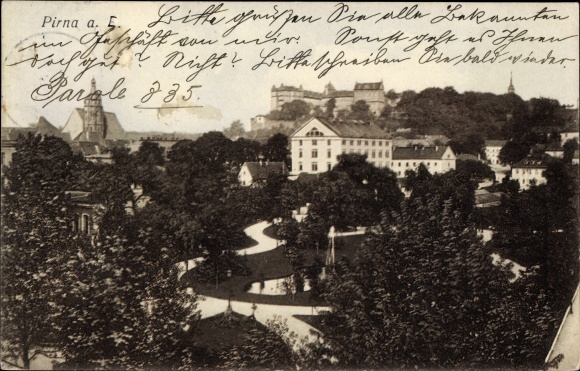 Ak Pirna an der Elbe, Totalansicht