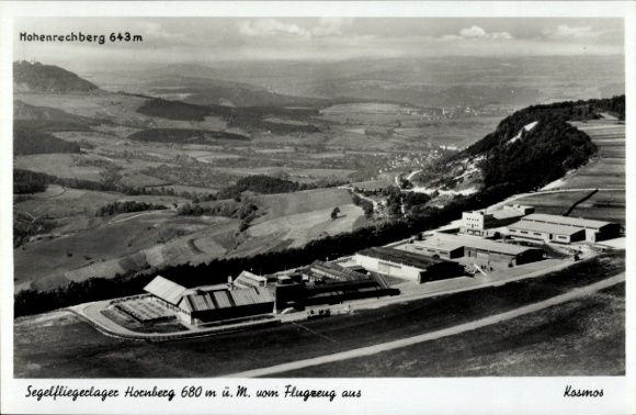 Postcard Schwäbisch Gmünd in Ostalbkreis, glider camp Hornberg, aerial photography