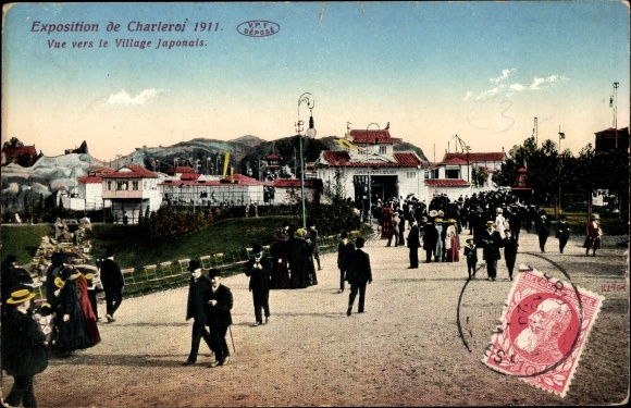 Postcard Charleroi Wallonien Hennegau, Exhibition 1911, Japanese Village