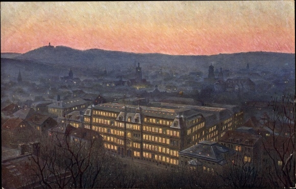 Artist PC Stuttgart in Baden Württemberg, evening mood, building d. general German Association AG