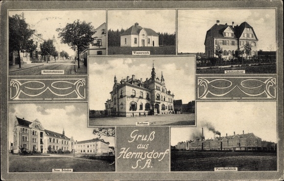 PC Hermsdorf Thuringia, waterworks, Bahnhofstrasse, school, porcelain factory