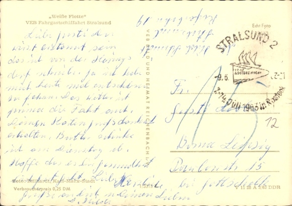 Postcard Stralsund in Western Pomerania, White Fleet, MS Eldena, aerial photo