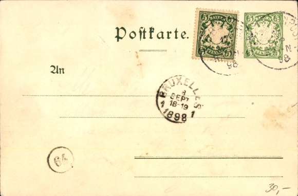 Passepartout Postcard Regensburg on the Danube Upper Palatinate, 150 years of Thurn and Taxis in Regensburg