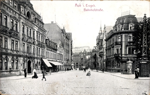 Ak Aue im Erzgebirge Sachsen, Bahnhofstraße