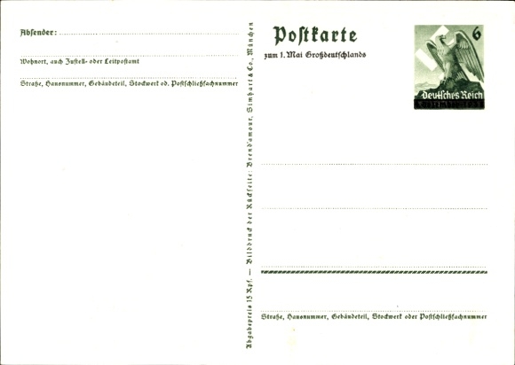 Postal stationery Postcard We thank our leader, Sudetenland, Bohemia, Moravia, Hitler