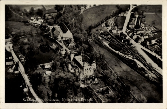 Ak Neuhausen Erzgebirge, Schloss Purschenstein,Luftfoto