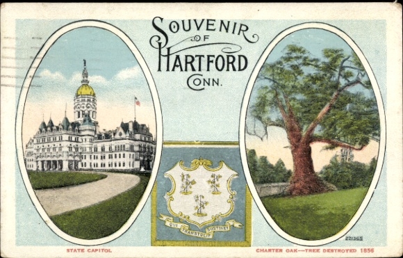 Wapenschild Ak Hartford Connecticut VS, State Capitol, Charter Oak