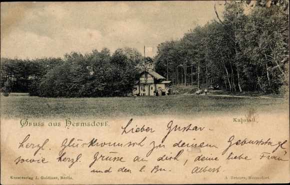 Postcard Berlin Reinickendorf Hermsdorf, Kuhstall