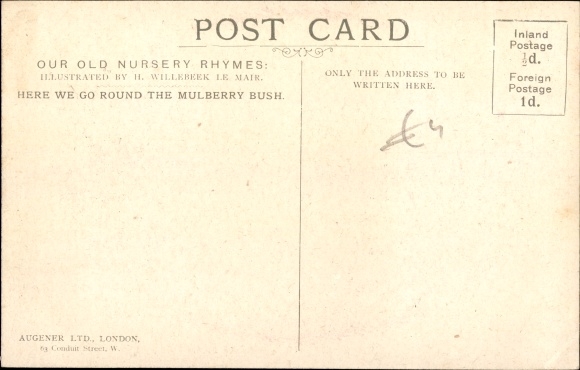 Song Artist Postcard Willebeek Le Mair, Henriette, Nursery Rhyme, Round the Mulberry Bush