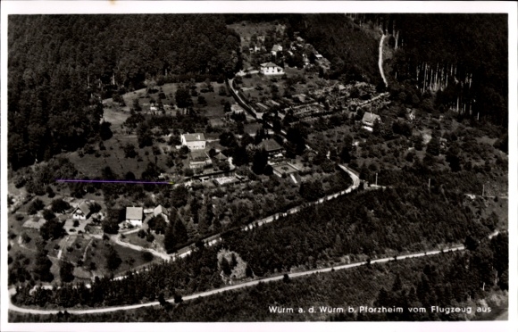 Postcard Würm Pforzheim in the Black Forest, aerial photograph