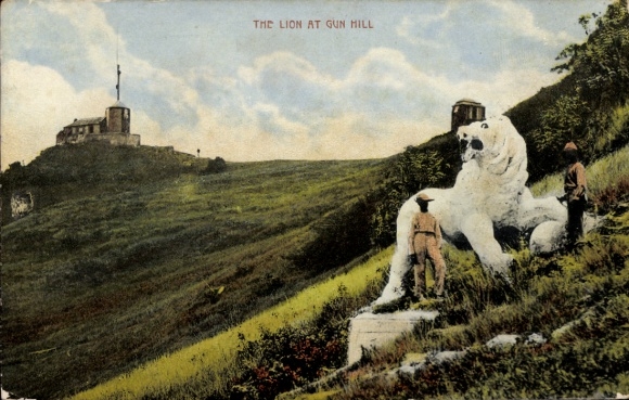 Postcard Barbados, the lion at Gun Hill