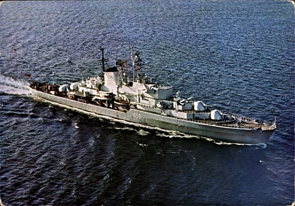 Postcard German warship, Germany, A 59, training ship, German Navy