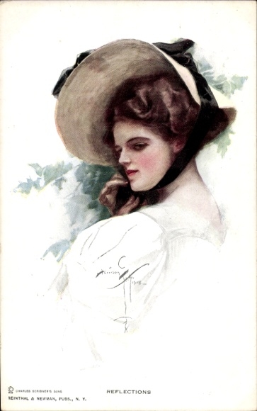 Artists Postcard Fisher, Harrison, Reflections