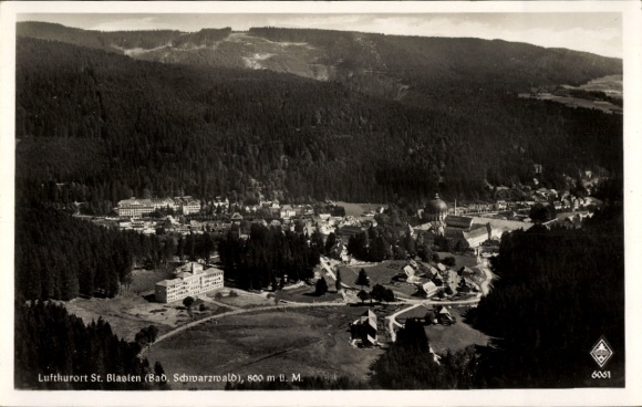 Postcard St. Blasien in the Black Forest, climatic health resort in the Black Forest, 800 m above sea level, landscape photograph, hotels
