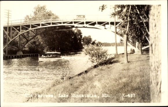 Ak Minnesota USA, Minnetonka See, Brücke