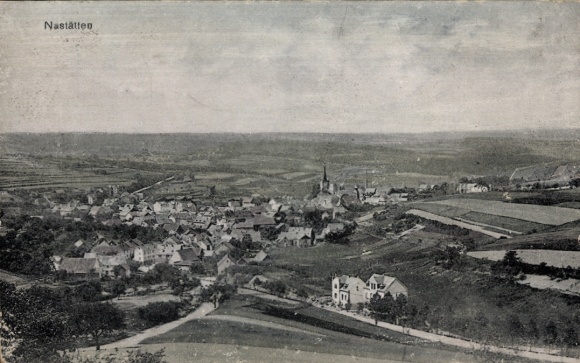 Postcard Nastätten im Taunus, landscape photograph, village view, church