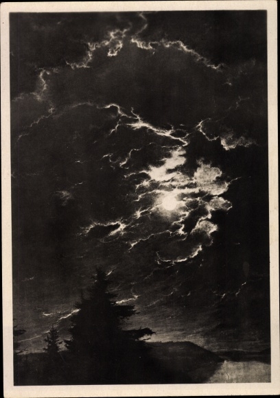Artist PC Kriegel, Willy, night, clouds, moonlight, HDK 574