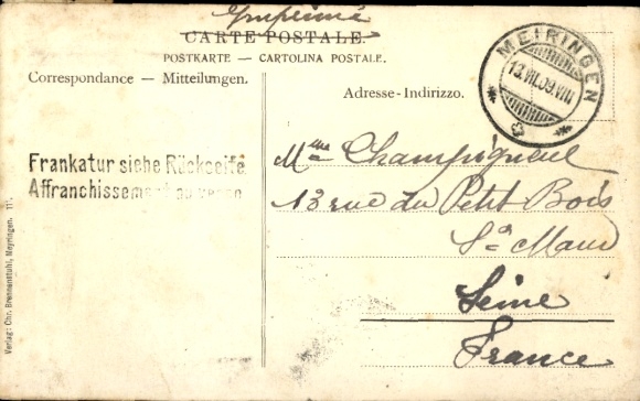 Postcard Brünigbahn cutting, rack railway