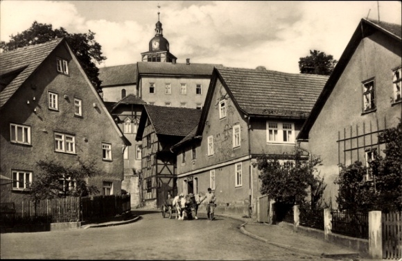 Postcard Wernshausen Schmalkalden in the Thuringian Forest, Rudolf Breitscheid Street with a view of Kirchberg
