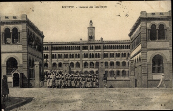 Postcard Bizerte Tunisia, Tirailleurs Barracks
