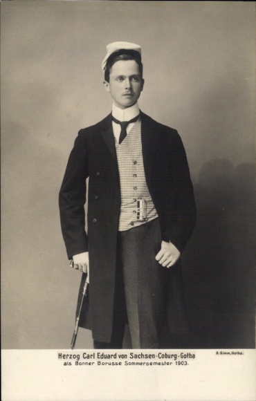 Postcard Duke Carl Eduard of Saxe Coburg Gotha, as Bonner Borusse, summer semester 1903