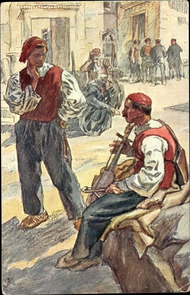 Artist Postcard Kaspar, A., Split Croatia, Austro-Hungarian folk types, Dalmatians b. Spalato
