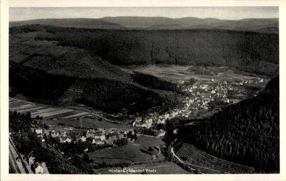 Postcard Hinterweidenthal in the Palatinate, aerial photograph