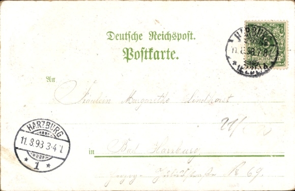 Chromo-Litho Hamburg Harburg Haake, Gasthof Zur goldenen Wiege, Hall, Forest Part