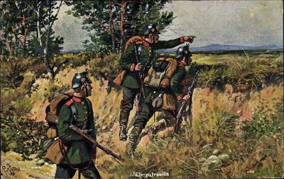Artist PC Knötel, R., Jägerpatrouille, German soldiers