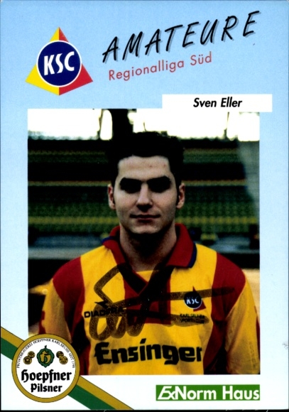 Autogrammkarte Fußballer Sven Eller, Karlsruher SC, Autogramm