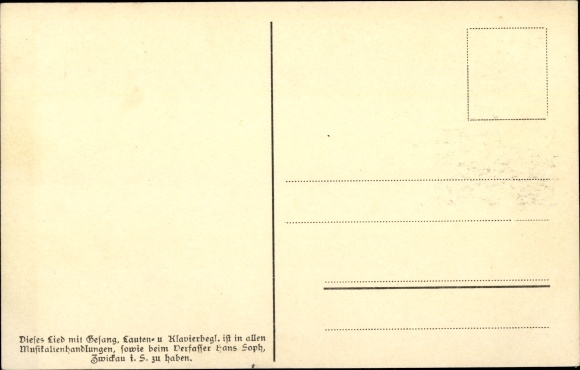 Song Postcard Soph, Hans, Da Zipp, Ore Mountain dialect No. 4, Vogel