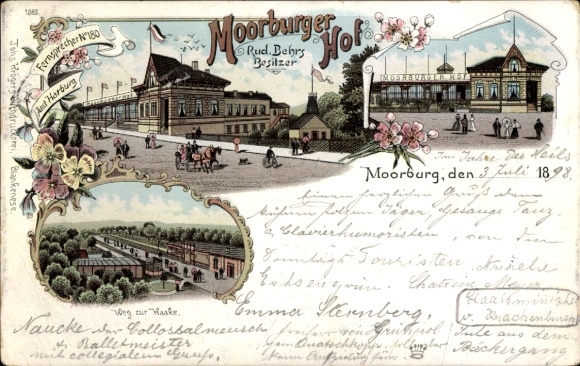 Chromo-Litho Hamburg Harburg Moorburg, Moorburger Hof, Weg zur Haake