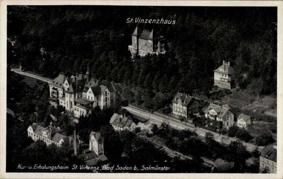 Ak Bad Soden Salmünster in Hessen, luchtfoto, kuuroord en herstellingsoord St. Vinzenz