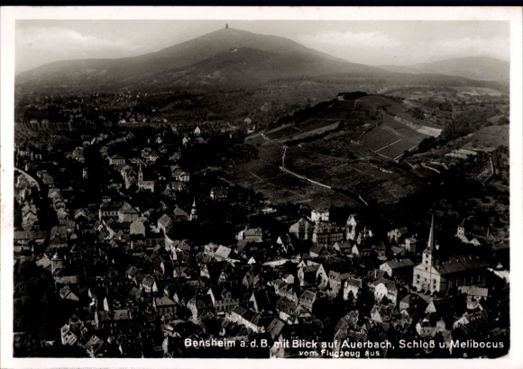 Postcard Bensheim on the Bergstraße Hesse, aerial photograph