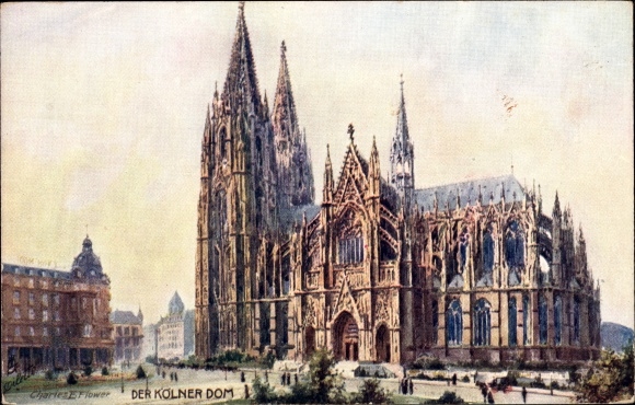 Artist Postcard Flower, Charles E., Köln am Rhein, Der Dom, Oilette, Tuck 656